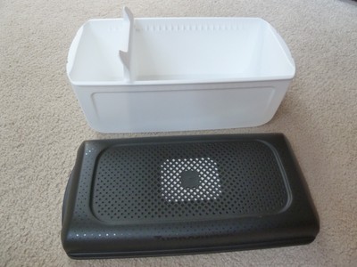 Tupperware BreadSmart Bread Keeper Junior Black & White Container NEW! #8482