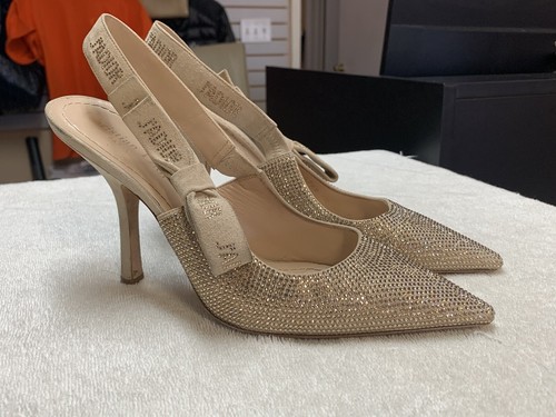 Christian Dior J'Adior Gold Beige Crystal Slingback Pumps Christian Dior J'Adior Gold Beige Crystal Slingback Pumps