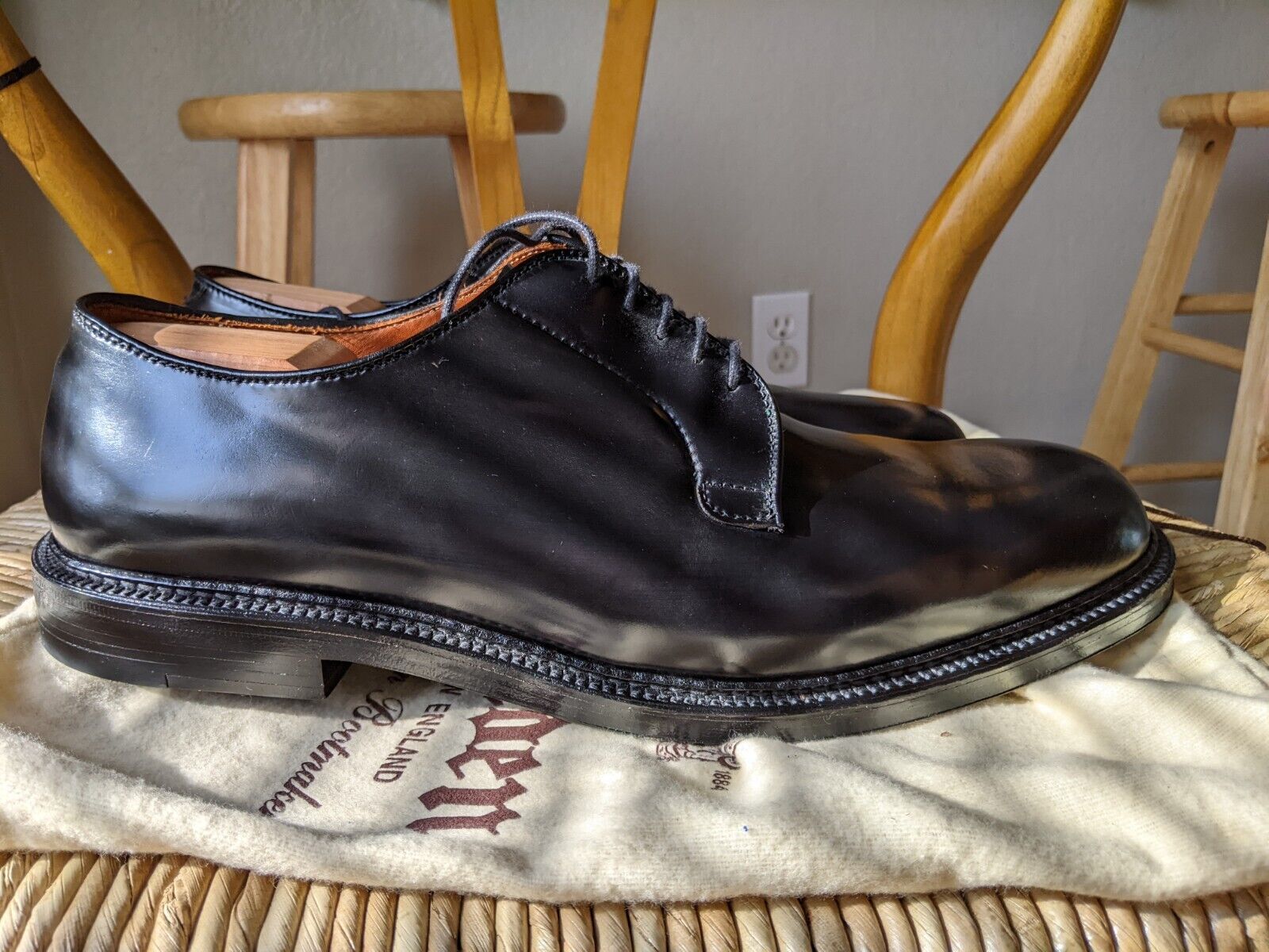 Alden 9901 Plain Toe Blucher Black Shell Cordovan Barrie Alden 9901 Plain Toe Blucher Black Shell Cordovan Barrie