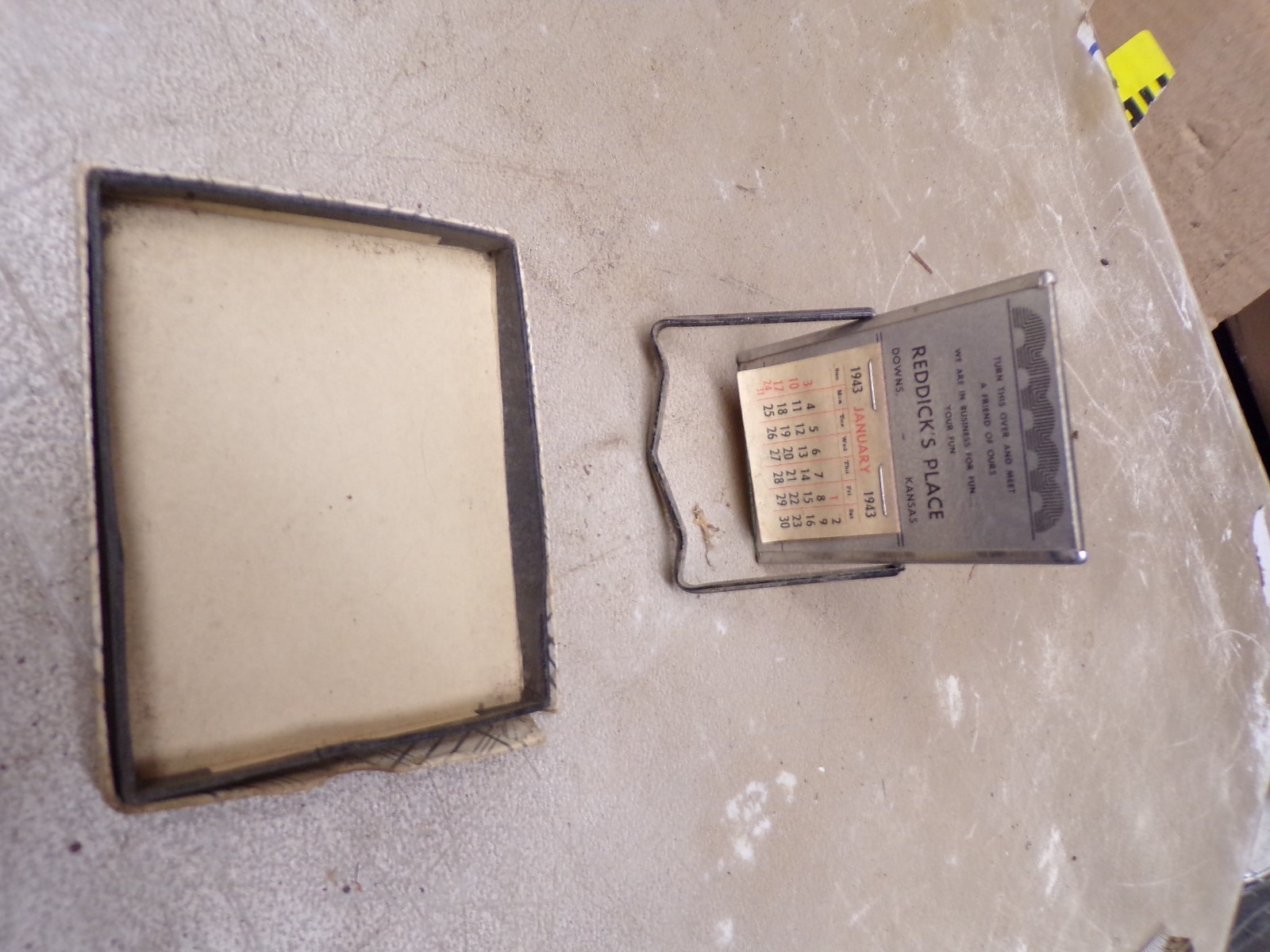 1943 Desktop Calendar Mirror Reddick's Place Downs Kansas