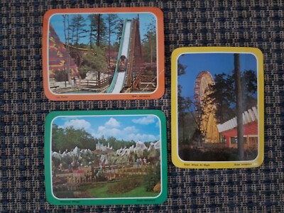 Vintage 1976 GREAT ADVENTURE PARK NJ 3 UNUSED POSTCARDS Flume Wheel Mini Village