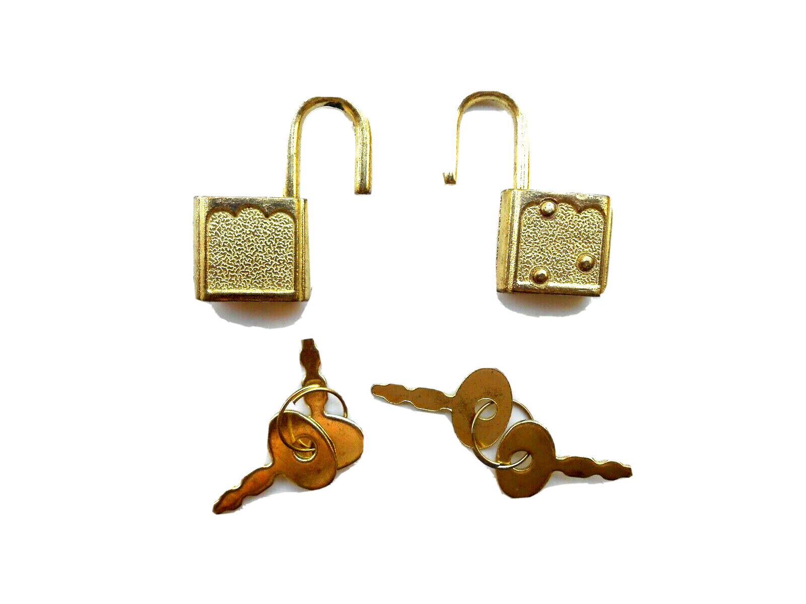 2  Small Metal Padlock Mini   Tiny Box Lock  with 4 same  Keys