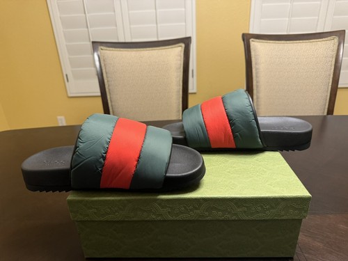 Pre-owned Gucci Logo Colors Padded Slide Sandals Size 38 / Us 8 In Multicolor