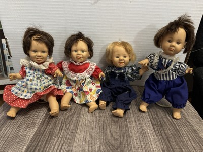Vintage 4 GiGo Funny Faces Dolls My Pals Bean Bag Kids Baby Dolls 10'' Expressive