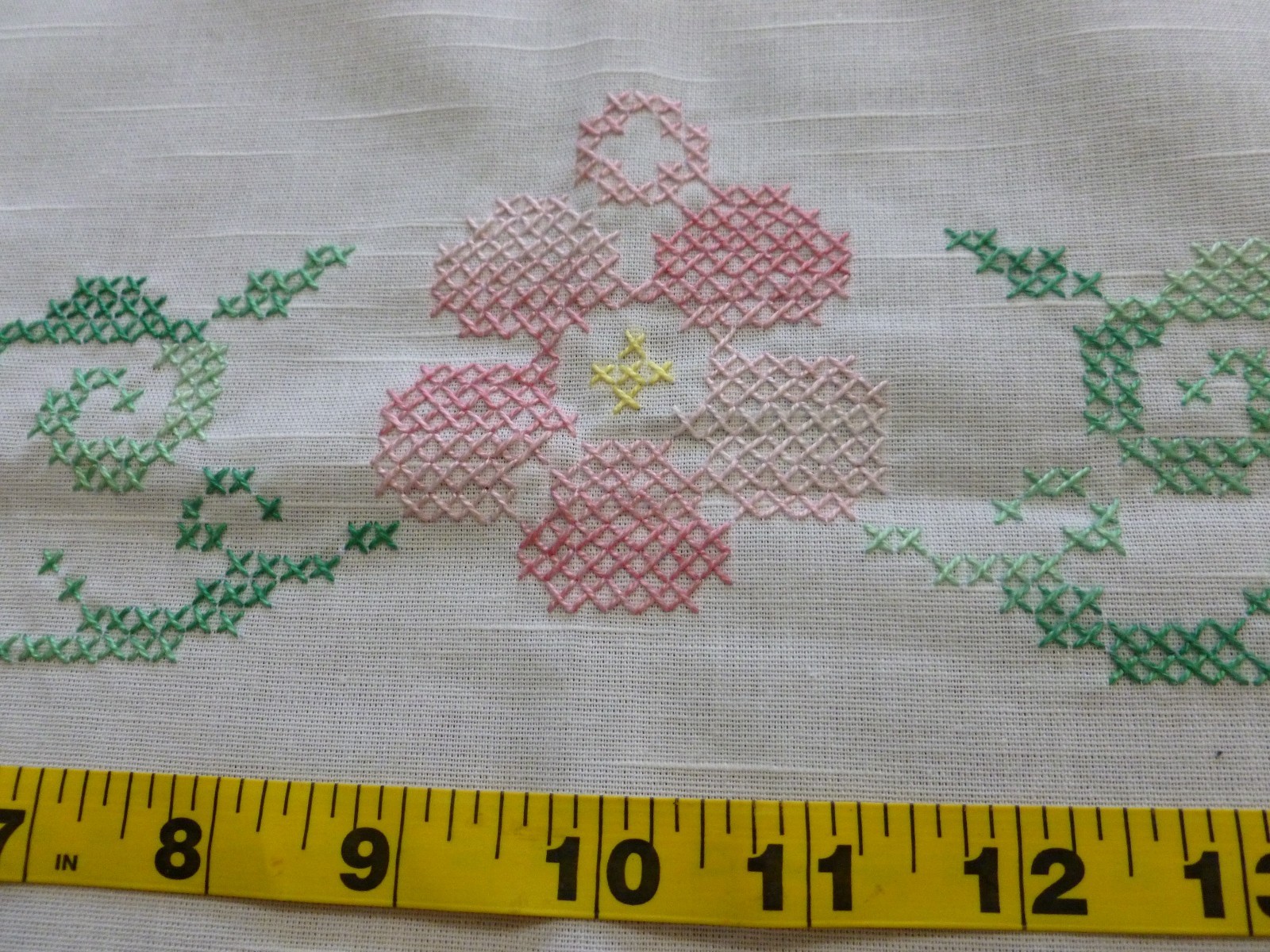 Vintage Embroidered Tablecloth Cross Stitch Floral Spring Large 78