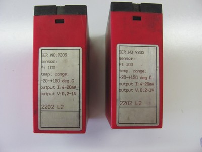 PR electronics R/I transmitters, 2202, used, for use with RTD temp sensors