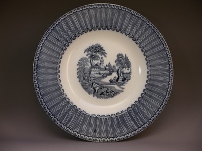 Pandora Soho Pottery Cobridge Large Bowl English Porcelain Cobalt Flow Blue