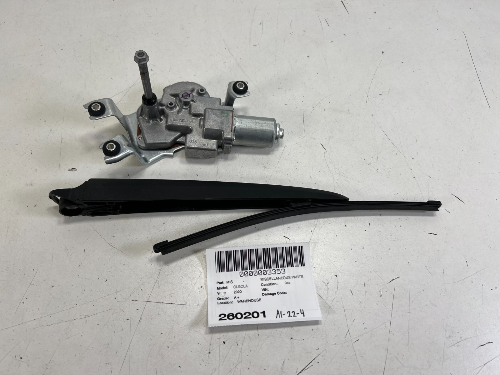2020-2026 MERCEDES GLB 250 TAILGATE LIFTGATE BACK DOOR REAR WIPER MOTOR W/ ARM