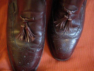 FREEMAN vintage mens dress SHOES sz 10.5 D brown tassel loafer wingtip Free-Flex