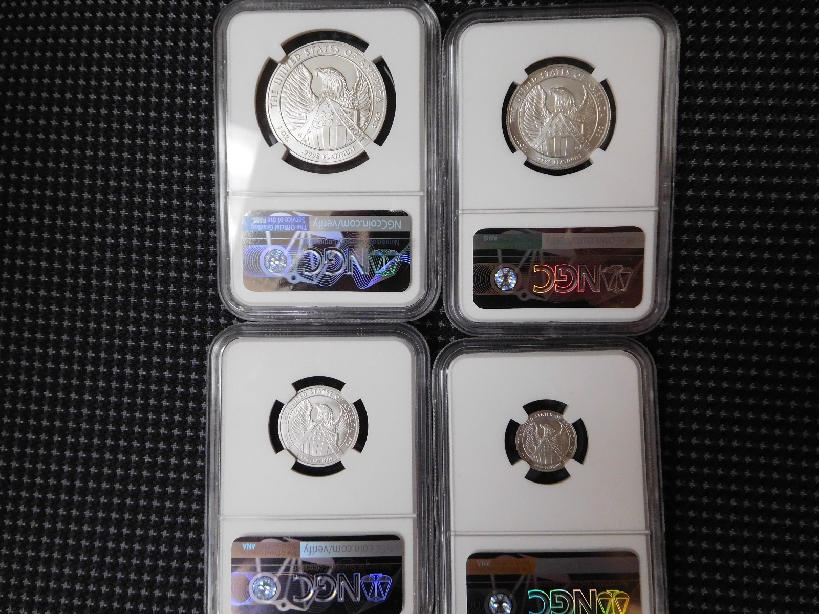 2007-W BURNISHED PLATINUM EAGLE SET  $100, $50, $25, $10  NGC MS70  Box / COA