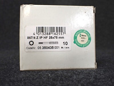 NEW (Box of 10) Wera 05350435001 25IP x 75mm 867/4 HF Torx Power Bits (BN149)