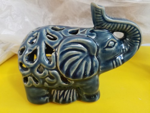Potpourri Blue Ceramic Elephant