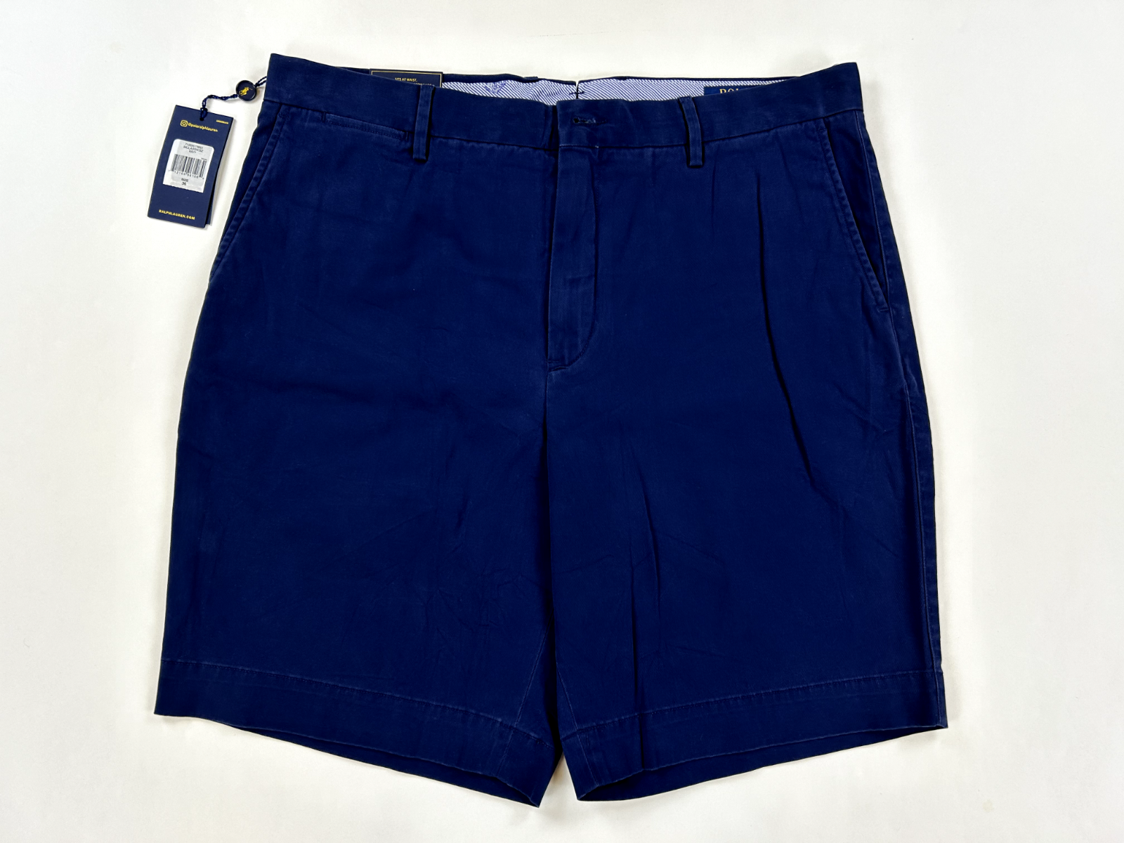 Однотонные шорты Polo Ralph Lauren классического кроя из стрейчевой ткани - Темно-синий - Размер: 36W