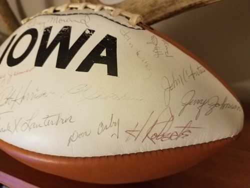 RARE Vintage University Of Iowa Hawkeyes Football Staff Signed Trophy Ball