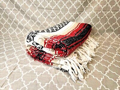 NEW! ZH Authentic Mexican Blankets - Hand Woven Blanket - Red Sand