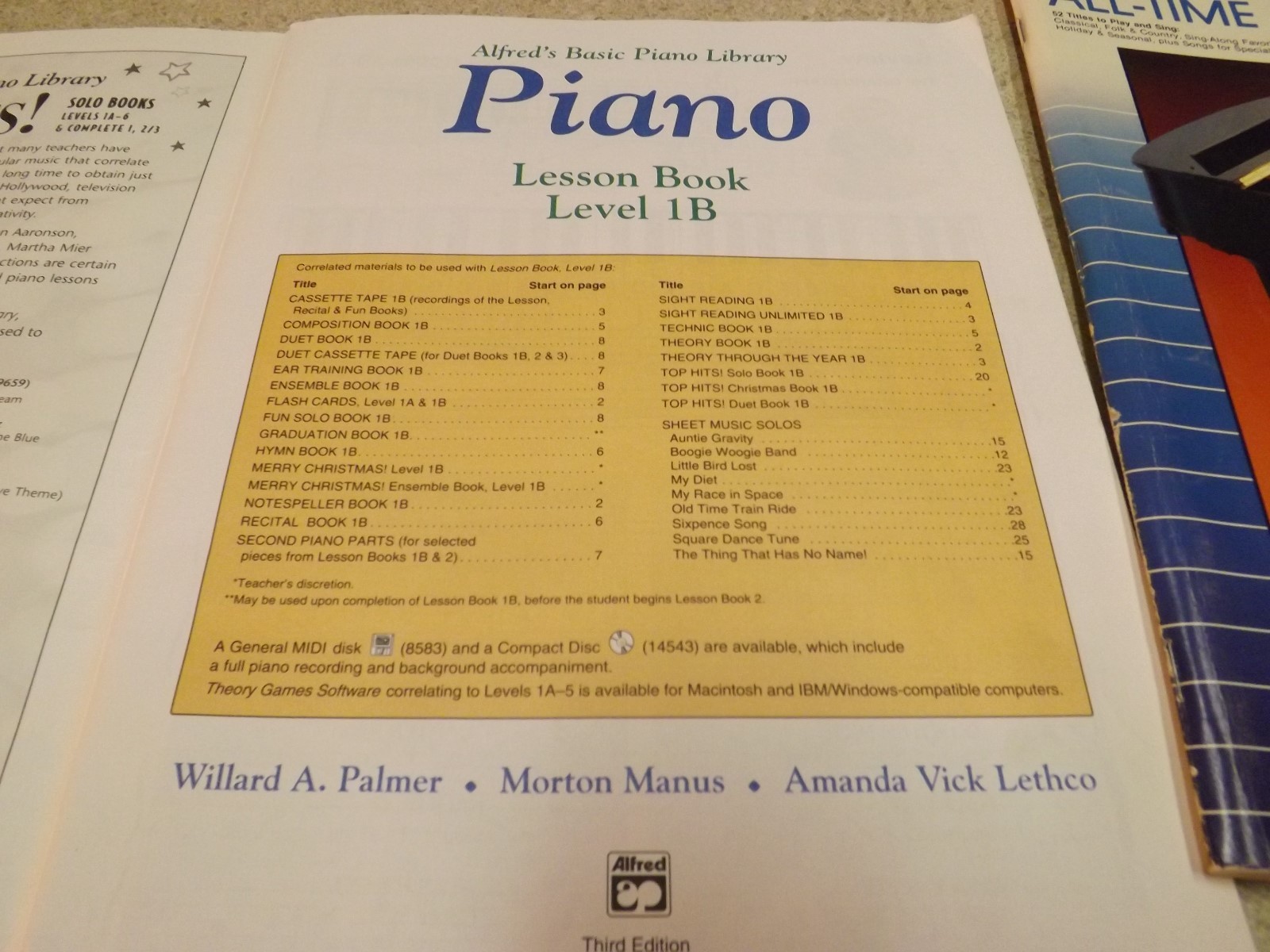 Lot 2 Level 1 Book Alfred's Basic Piano Library Books Adult All Time Favorites +