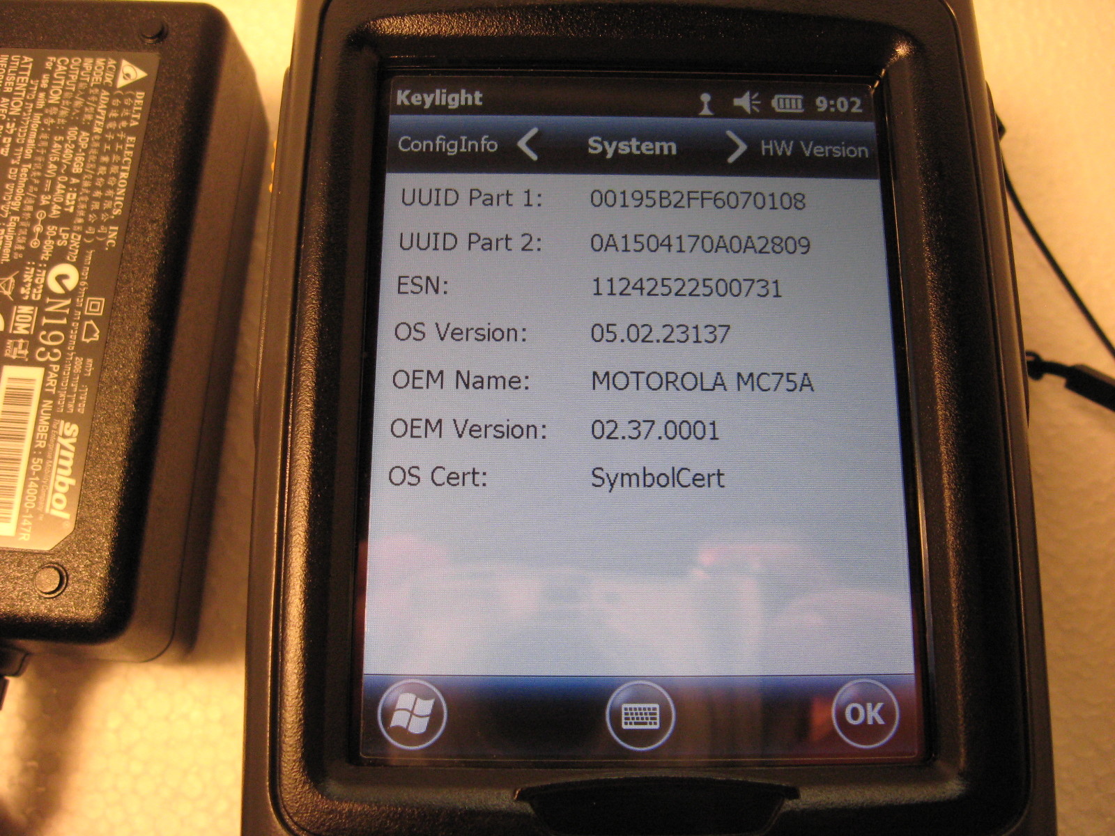 SYMBOL MOTOROLA MC75A0-PU0SWRQA9WR 1D LASER BARCODE SCANNER *WM 6.5* WI-FI MC75A