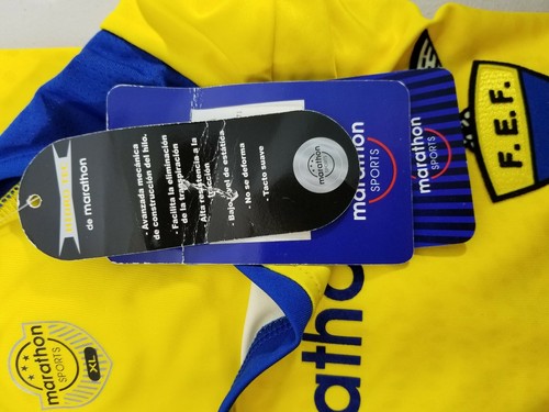 Marathon Men's Soccer Team Jersey Yellow & Blue Size XL Long Sleeve Goal Tender