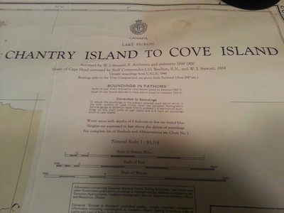 1971 Chantry Island to Cove Island Nautical Map - in Fathoms + Southampton Harbr