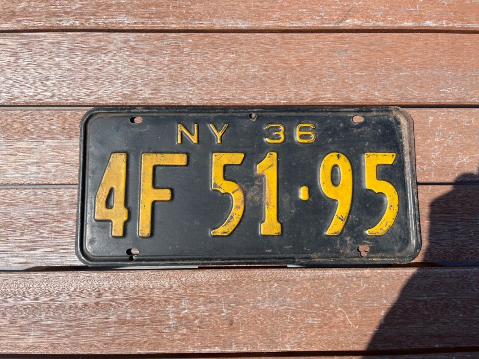 1936 New York License Plate 4F 51 95 | eBay