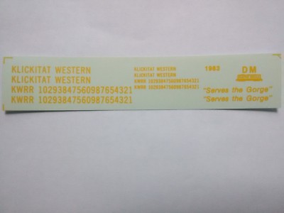 DM Custom Decals HO Klickitat Western ''Serves the Gorge'' 1983 ~TS