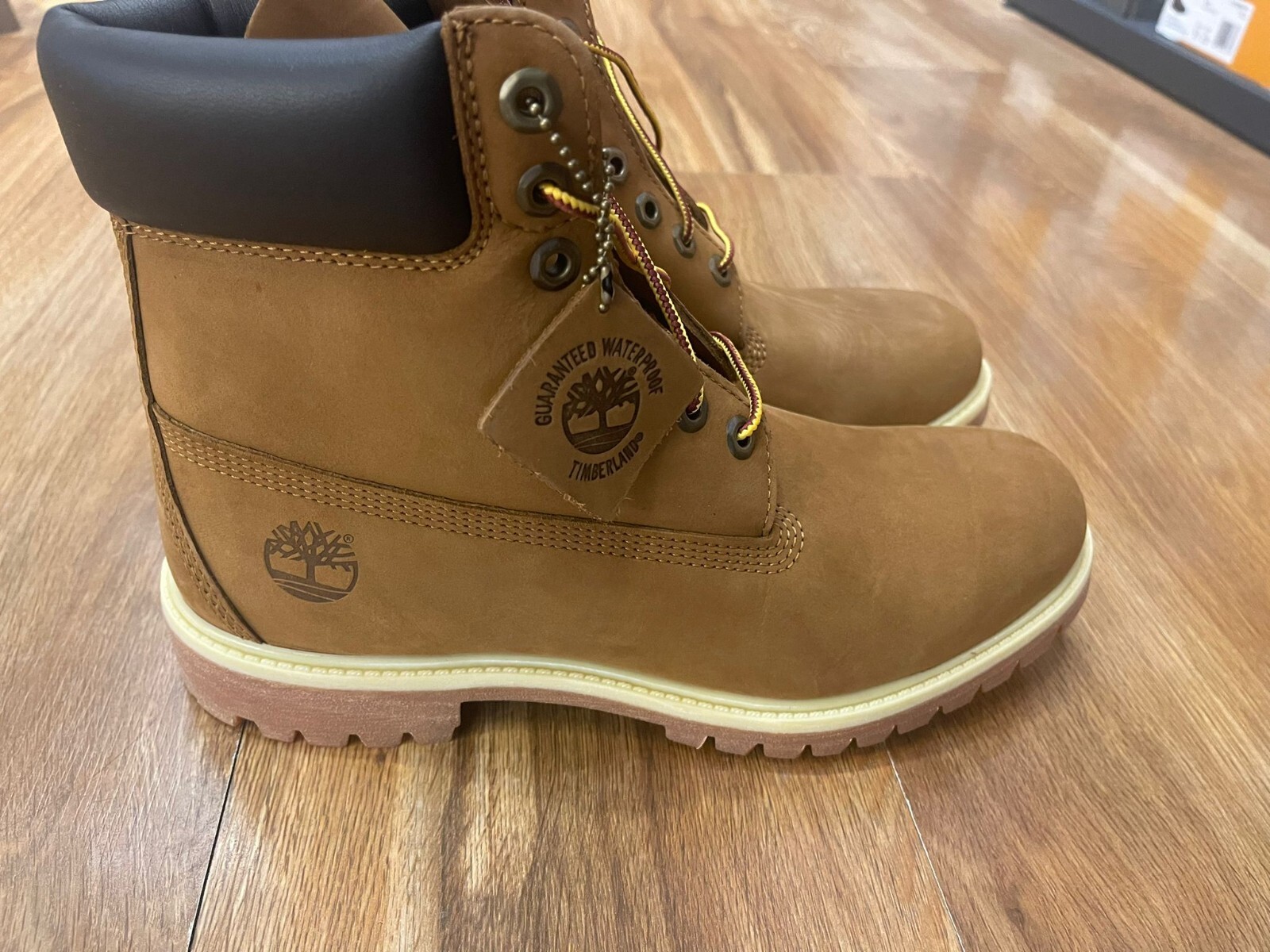 Pre-owned Timberland Men's Waterproof Premium Lace Up Boots Dark Wheat Nubuck 72066
