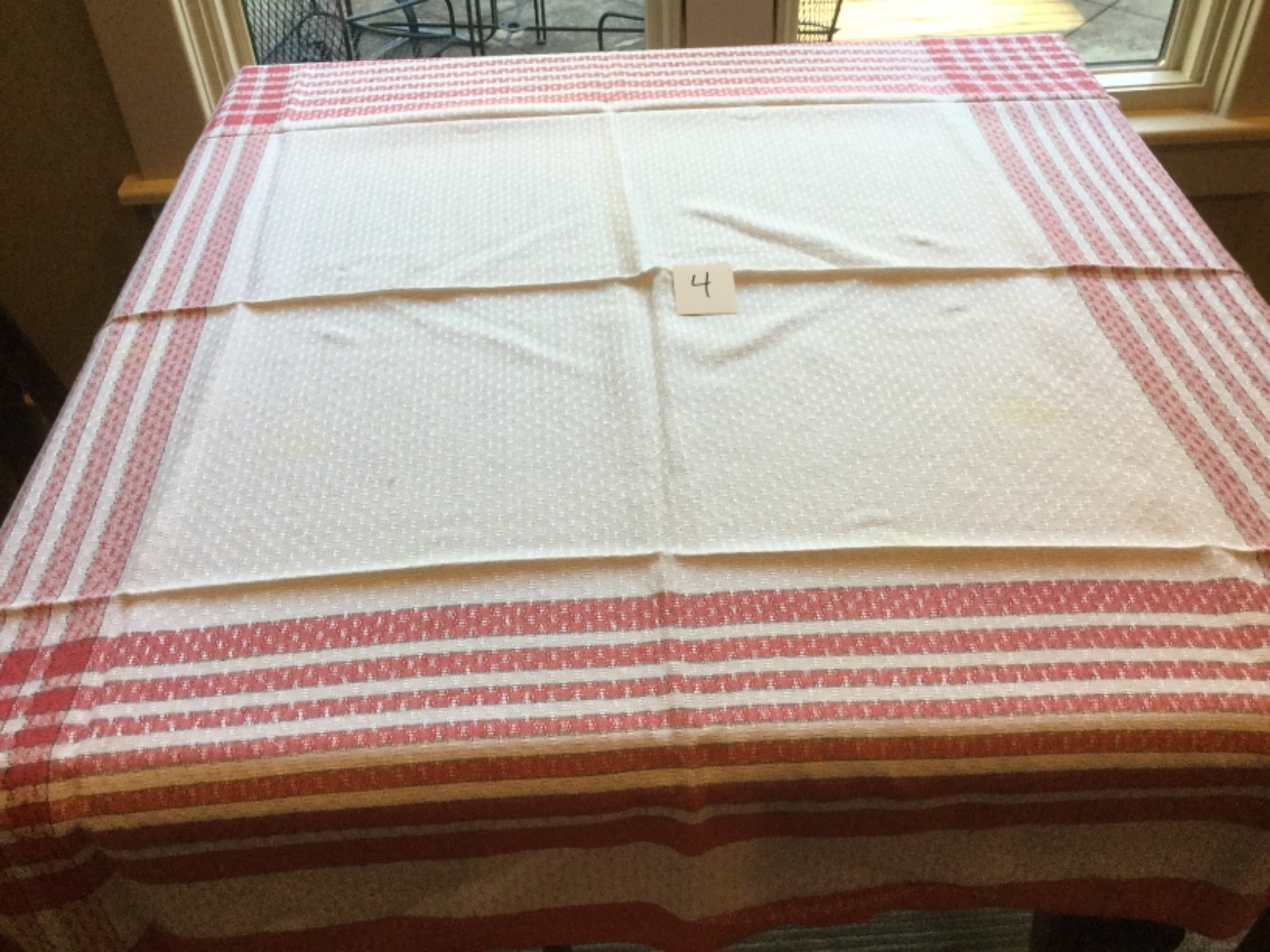 Bulk Vintage Tablecloths description & condition listed, 50-60s printed damask