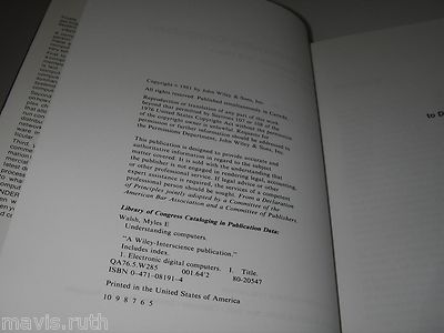 Vintage COMPUTING Understanding Computers/Myles E Walsh/Fundamental 0471081914.