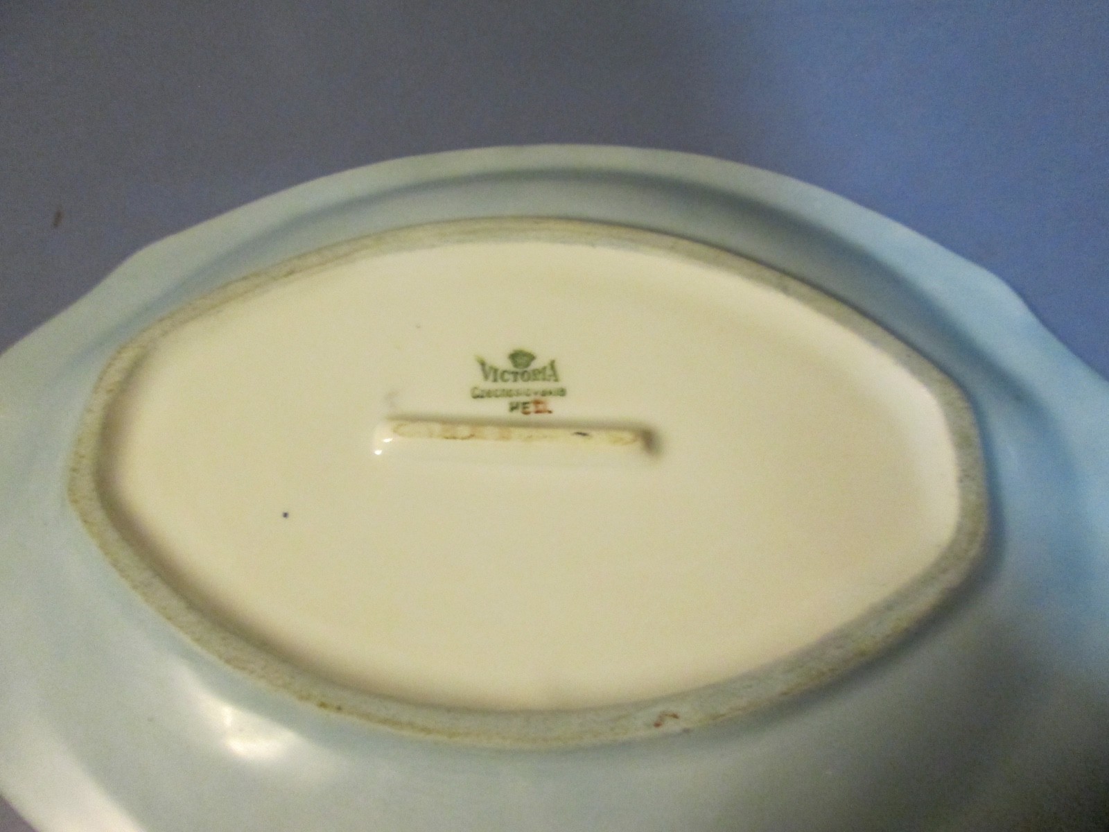 Antique Victoria -Czechosiovakia Oblong tray/celery dish=HED POPPIES