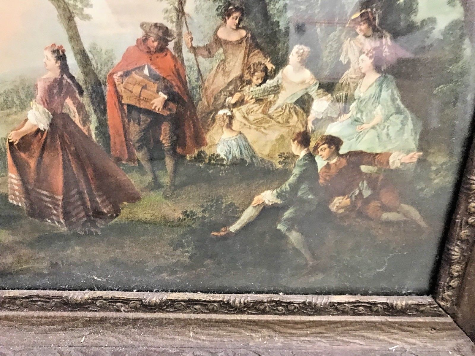 Large Antique picture wood frame Victorian dance 29