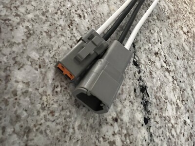 10 AWG Grey Assembled Deutsch DTP  2 Pin waterproof connector 6''Black White Wire