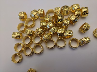 Rondelle Tibetan Style Large Hole Bead, Golden, 13x8mm, Hole 10mm- Qty 6