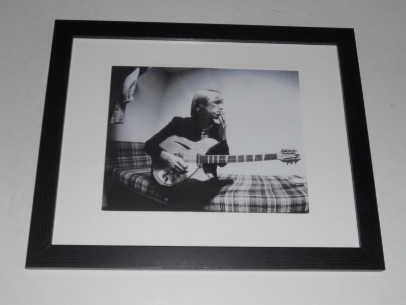 Framed Tom Petty b/w with Cigarette 1981 Rickenbacker Guitar Poster 13"x16"