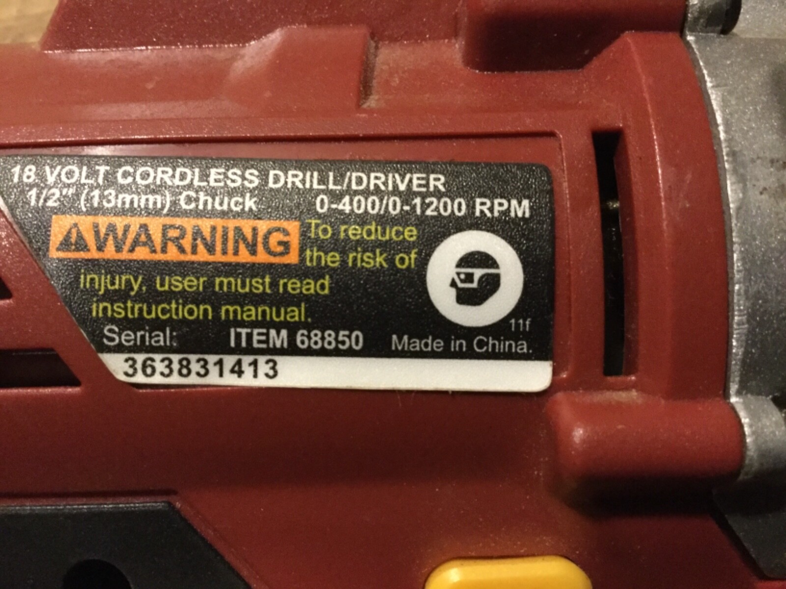 Chicago Electric Cordless Drill Driver 18 Volt In Plastic Case Battery only