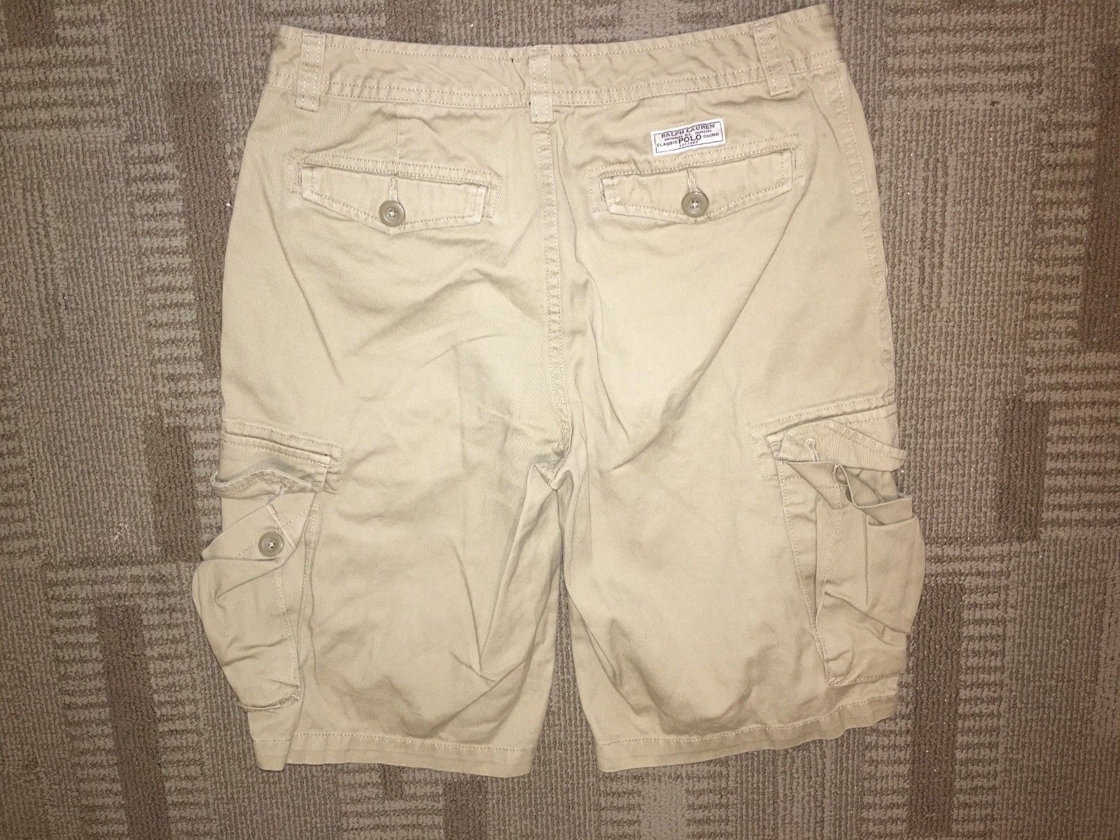 Polo Ralph Lauren Khaki Cargo Shorts Size 16 XL Boys 100% Cotton Tan Worn Once
