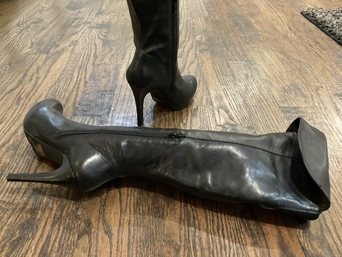 Jessica Simpson Audrey Over The Knee Boots Black Leather Women's US Size 8M 4.5"