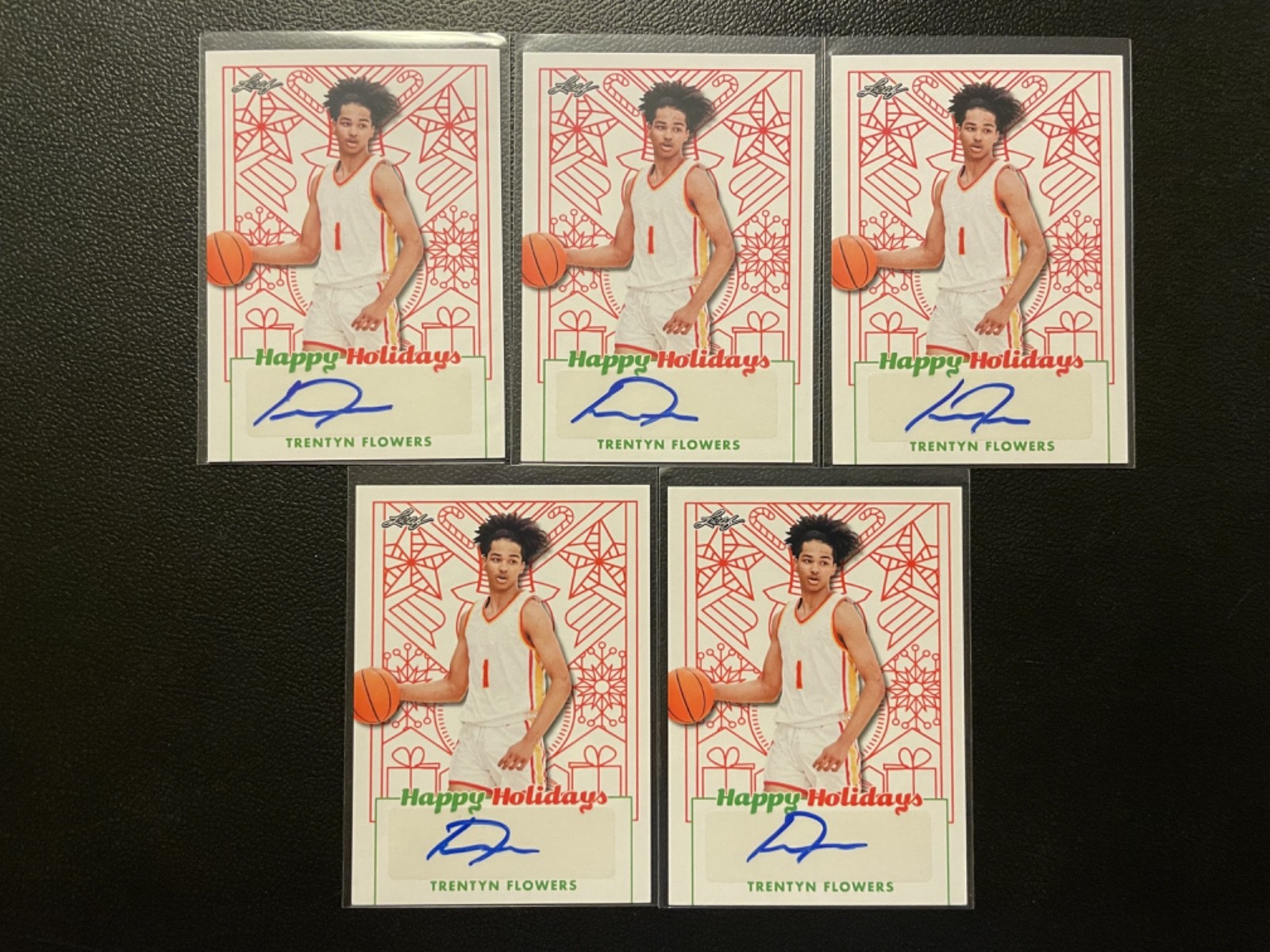 2023 Leaf Happy Holidays Trentyn Flowers Auto Autograph RC Rookie Lot Of 5 #22