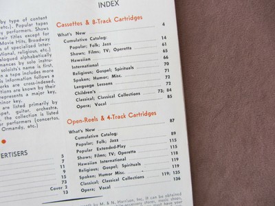 Vtg 1970 Harrison Tape Catalog Reel 8 & 4 Track Cassette Grateful Dead Hair CSN