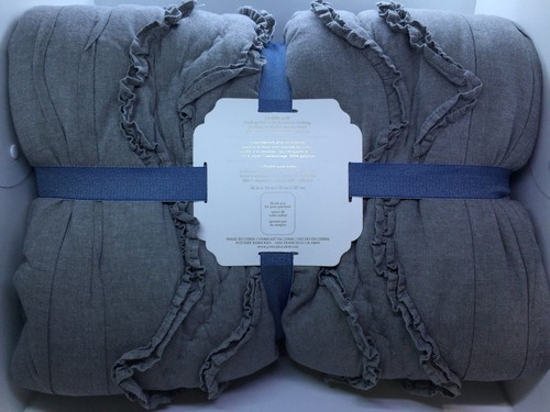Pottery Barn Kids Emily&Meritt Scallop Ruffle Toddler Quilt~BlckWash~NWT~SoldOut