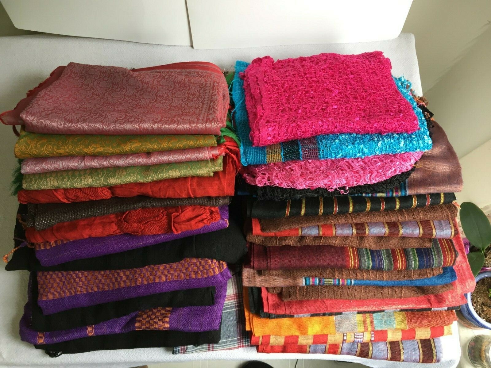 Authetic Indian scarves lot of 30+ varying colors and material