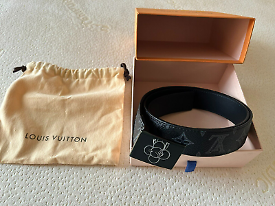 Louis Vuitton Black belt w/ brass buckle 24k size 38-40"