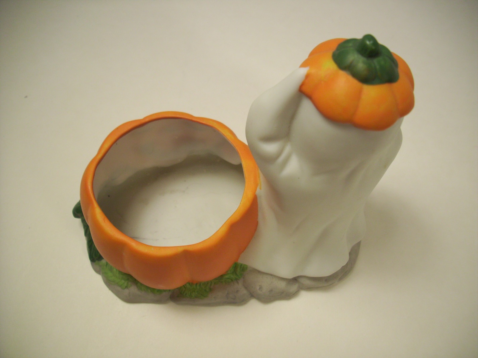 Vintage Ghost and Pumpkin Candle Holder Halloween Decoration Ceramic Kmart