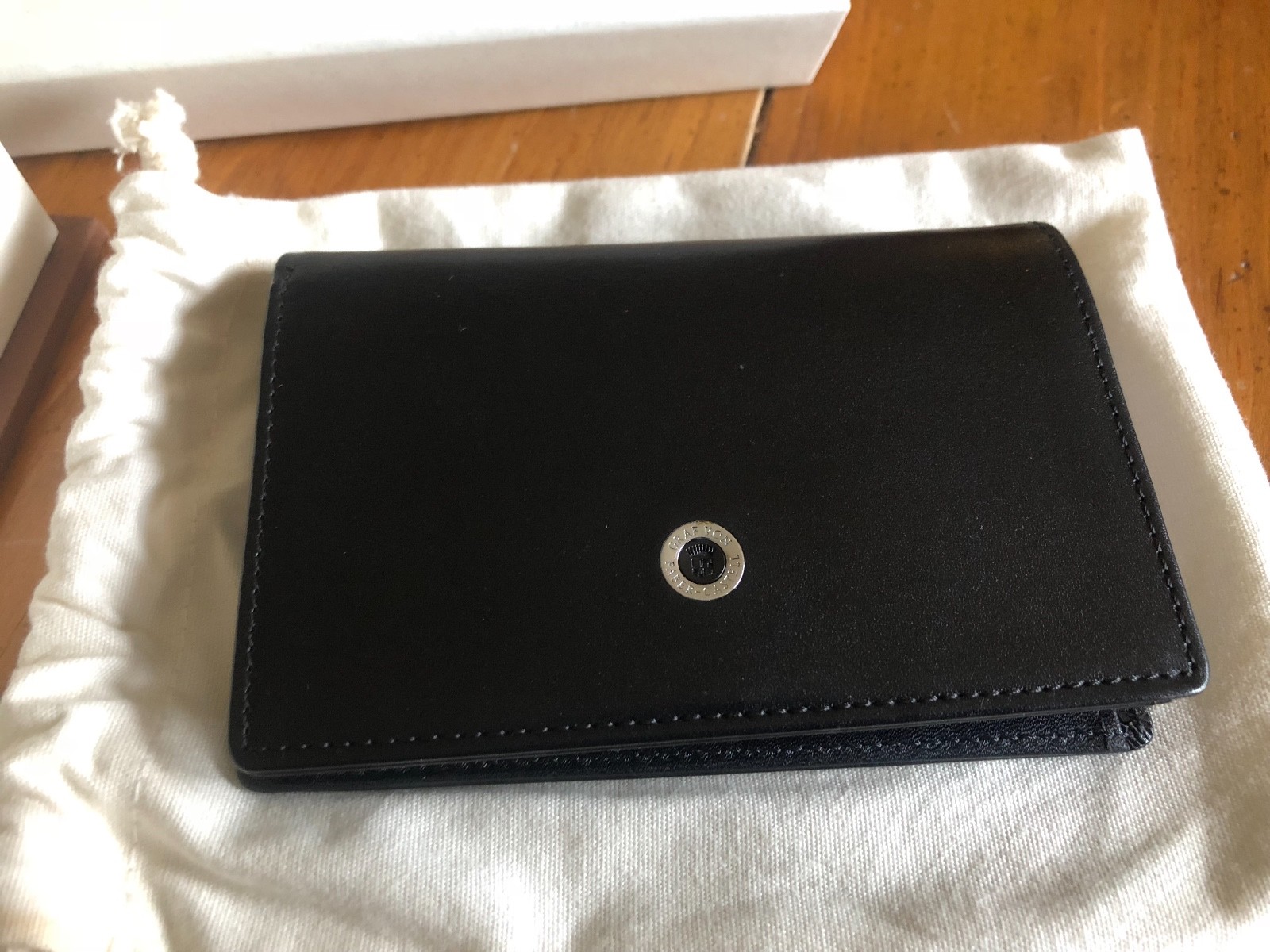 NEW Graf Von Faber-Castell Black Leather Bi-Fold Wallet / Notepad - 118998