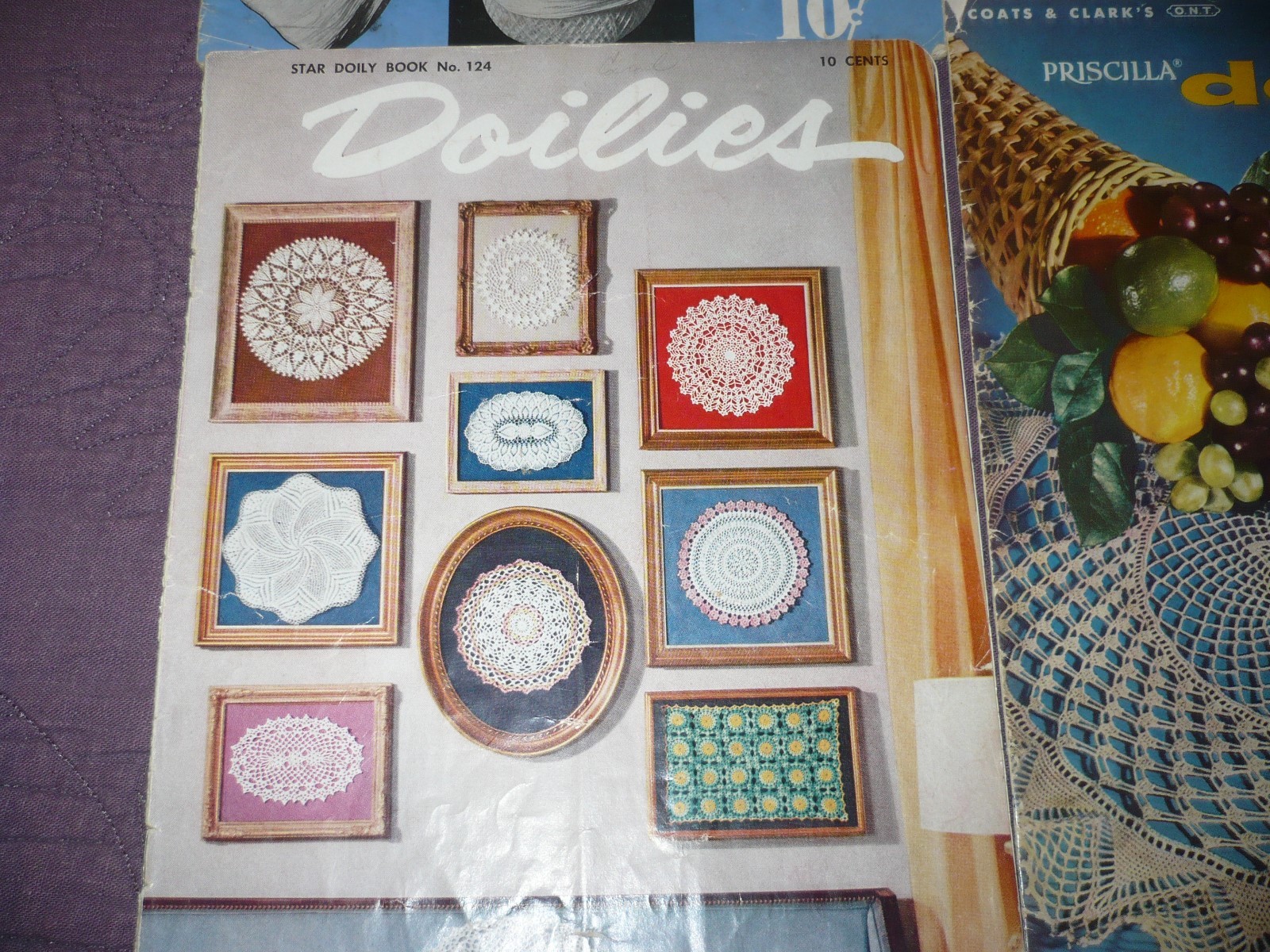 vintage lot of five (5) DOILIES-bedspread to knit, crochet booklets