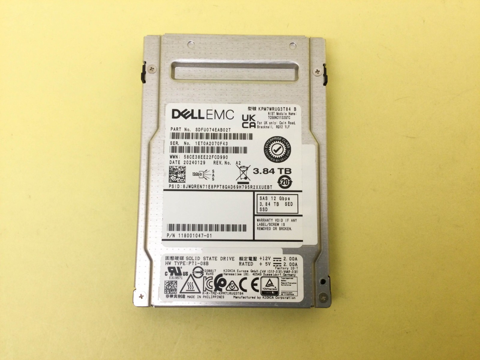 KPM7WRUG3T84 Kioxia 3.84TB SAS 12Gb/s 2.5