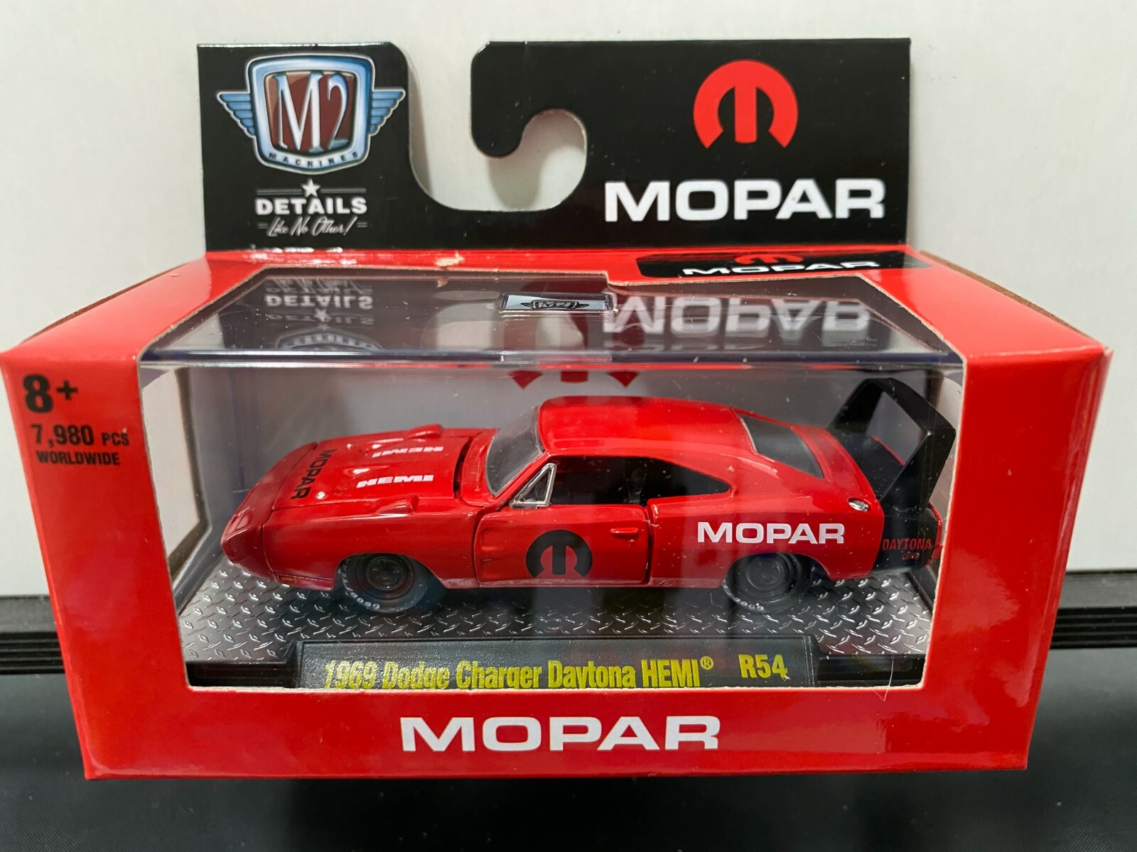 1/64 M2 MOPAR 1969 DODGE CHARGER DAYTONA HEMI RED WITH BLACK