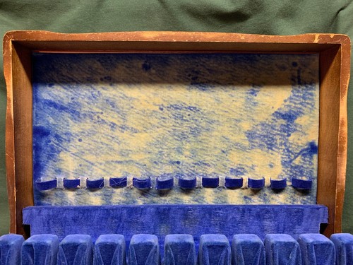 Large Wooden Silverware Chest Storage Box Blue Service For 12