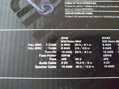 Kicker CKZCK8 Amp Power Kit