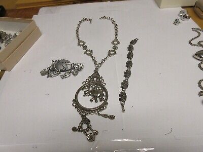 Costume Jewelry , Vintage , ART Co. Elephant Necklace , Pin , Bracelet , Noah's 