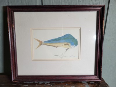 Dolphin By Charles Leonard 9x11 Matted Framed 1997 Print From Original...
